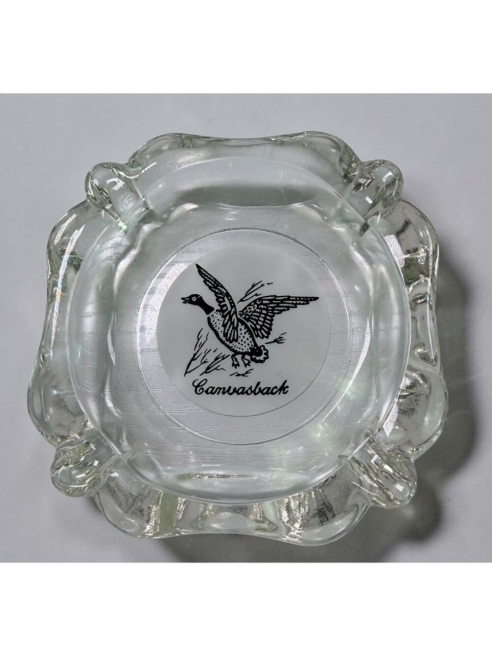 Vintage Federal Glass Ashtray Canvasback Duck Sportsman Series Wildlife